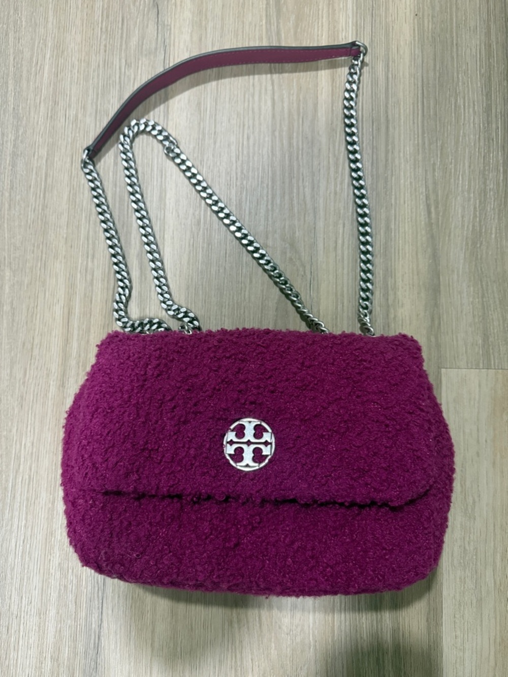 Tory Burch Plush Chain Crossbody Bag in Berry